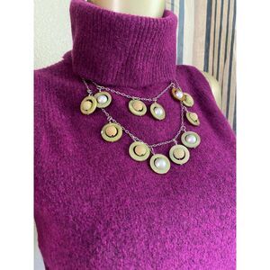 EUC Subversive for Target Layered Pearl Beads Green Wood Chain Necklace